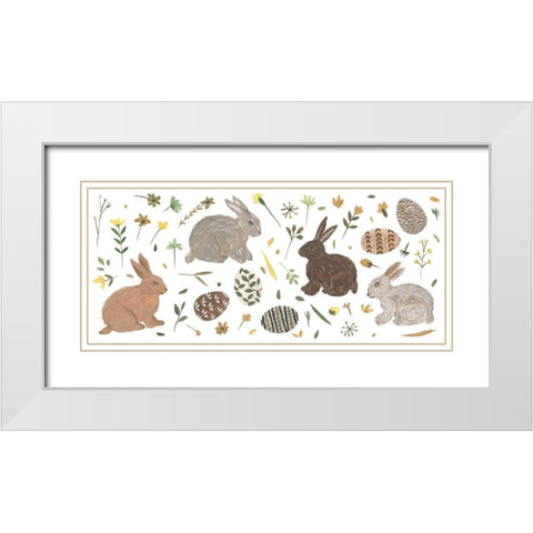 Happy Bunny Day Collection D White Modern Wood Framed Art Print with Double Matting by Wang, Melissa