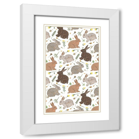 Happy Bunny Day Collection E White Modern Wood Framed Art Print with Double Matting by Wang, Melissa