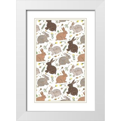 Happy Bunny Day Collection E White Modern Wood Framed Art Print with Double Matting by Wang, Melissa