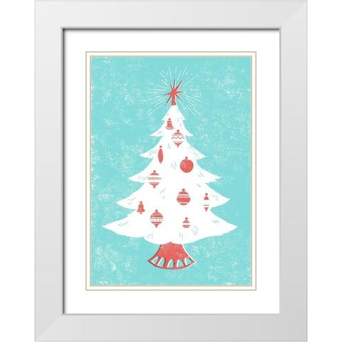 Mid-Century Christmas Collection B White Modern Wood Framed Art Print with Double Matting by Green, Jacob
