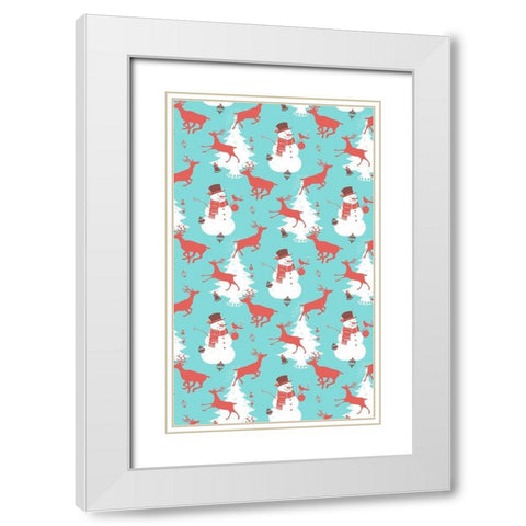 Mid-Century Christmas Collection E White Modern Wood Framed Art Print with Double Matting by Green, Jacob