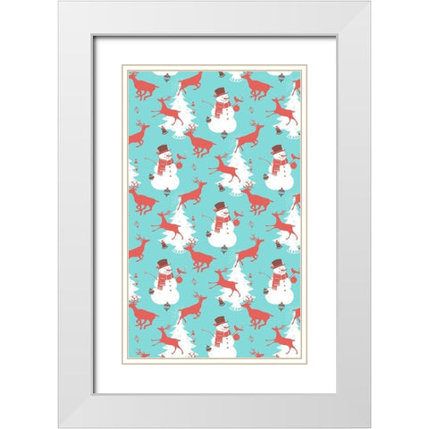 Mid-Century Christmas Collection E White Modern Wood Framed Art Print with Double Matting by Green, Jacob