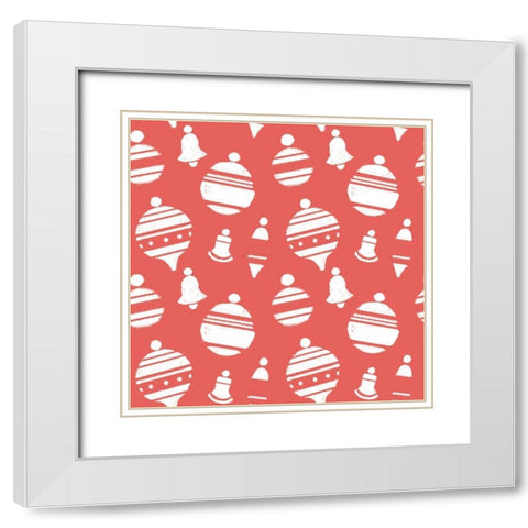 Mid-Century Christmas Collection F White Modern Wood Framed Art Print with Double Matting by Green, Jacob