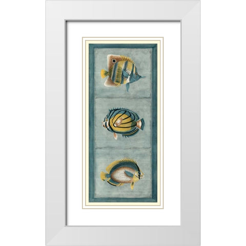 Tropical Fish Trio I White Modern Wood Framed Art Print with Double Matting by Vision Studio