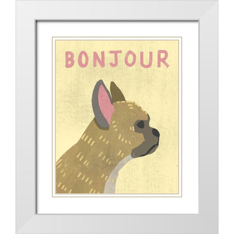 Bonjour White Modern Wood Framed Art Print with Double Matting by Inner Circle