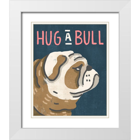 Hug A Bull White Modern Wood Framed Art Print with Double Matting by Inner Circle