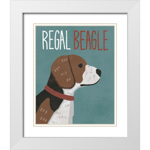 Regal Beagle White Modern Wood Framed Art Print with Double Matting by Inner Circle