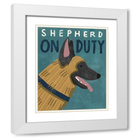 Shepherd On Duty White Modern Wood Framed Art Print with Double Matting by Inner Circle
