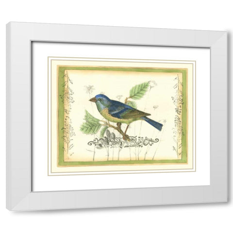 Bird and Wildflowers I White Modern Wood Framed Art Print with Double Matting by Goldberger, Jennifer