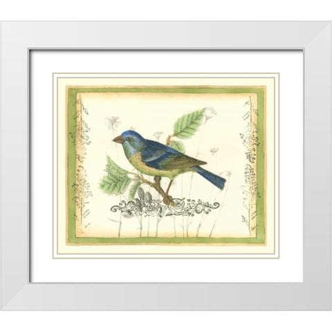 Bird and Wildflowers I White Modern Wood Framed Art Print with Double Matting by Goldberger, Jennifer