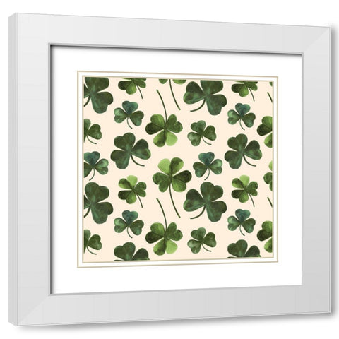 Gilded Shamrock Collection H White Modern Wood Framed Art Print with Double Matting by Borges, Victoria