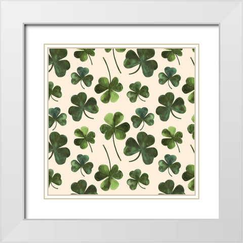 Gilded Shamrock Collection H White Modern Wood Framed Art Print with Double Matting by Borges, Victoria