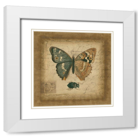 Postscript Butterfly I White Modern Wood Framed Art Print with Double Matting by Vision Studio