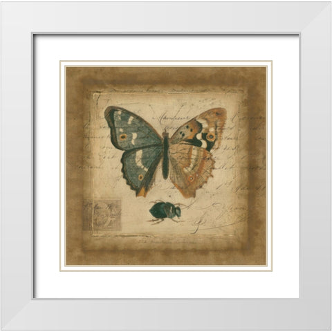 Postscript Butterfly I White Modern Wood Framed Art Print with Double Matting by Vision Studio