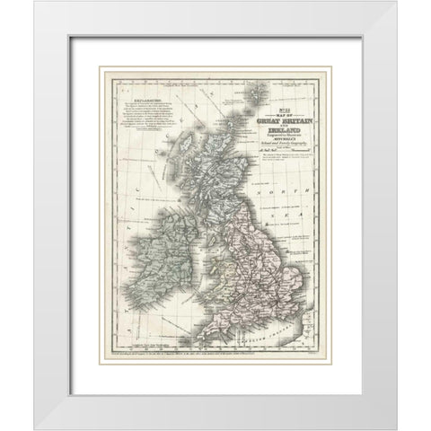 Mitchells Map of Great Britain and Ireland White Modern Wood Framed Art Print with Double Matting by Mitchell