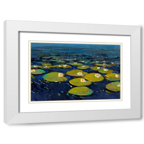 Lily Pads I White Modern Wood Framed Art Print with Double Matting by OToole, Tim