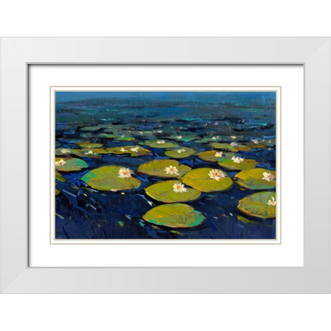 Lily Pads I White Modern Wood Framed Art Print with Double Matting by OToole, Tim