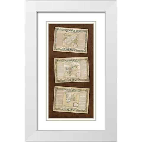 Weathered Maps I White Modern Wood Framed Art Print with Double Matting by Vision Studio