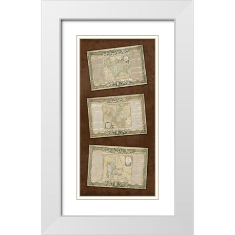 Weathered Maps II White Modern Wood Framed Art Print with Double Matting by Vision Studio