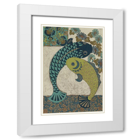 Koi Ornament I White Modern Wood Framed Art Print with Double Matting by Chariklia Zarris