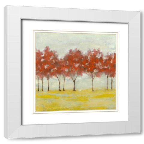 Terra Cotta Trees I White Modern Wood Framed Art Print with Double Matting by Goldberger, Jennifer