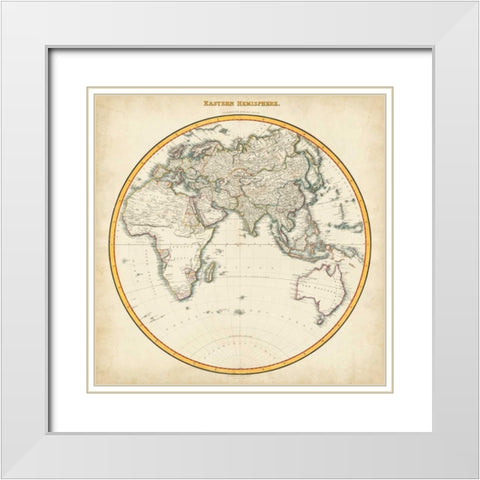 1812 Eastern Hemisphere White Modern Wood Framed Art Print with Double Matting by Pinkerton
