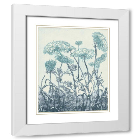 Indigo Fields II White Modern Wood Framed Art Print with Double Matting by Vision Studio