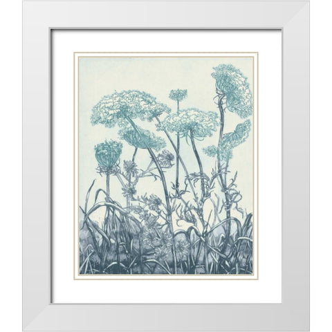 Indigo Fields II White Modern Wood Framed Art Print with Double Matting by Vision Studio