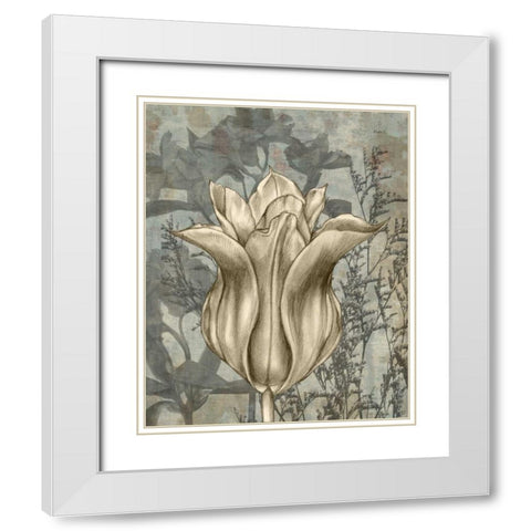 Tulip and Wildflowers III White Modern Wood Framed Art Print with Double Matting by Goldberger, Jennifer