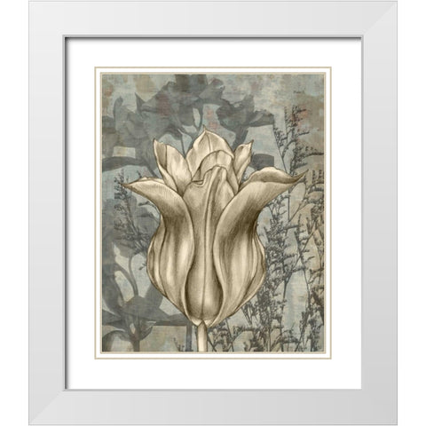 Tulip and Wildflowers III White Modern Wood Framed Art Print with Double Matting by Goldberger, Jennifer