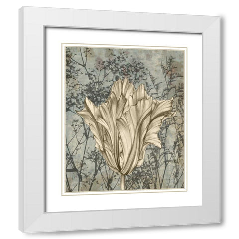 Tulip and Wildflowers V White Modern Wood Framed Art Print with Double Matting by Goldberger, Jennifer