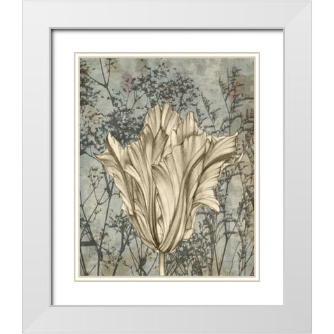 Tulip and Wildflowers V White Modern Wood Framed Art Print with Double Matting by Goldberger, Jennifer