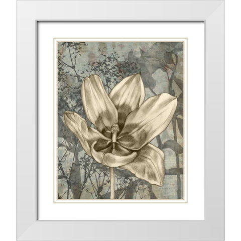 Tulip and Wildflowers VIII White Modern Wood Framed Art Print with Double Matting by Goldberger, Jennifer
