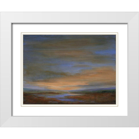 Wetlands Sunset White Modern Wood Framed Art Print with Double Matting by Finch, Sheila