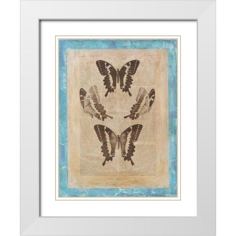 Bookplate Butterflies I White Modern Wood Framed Art Print with Double Matting by Vision Studio