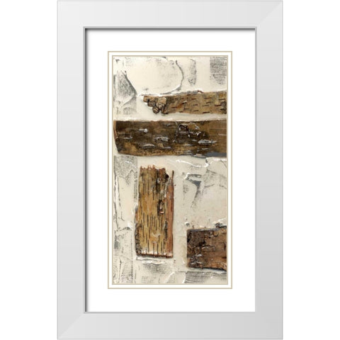 Birch Bark Abstract I White Modern Wood Framed Art Print with Double Matting by Goldberger, Jennifer