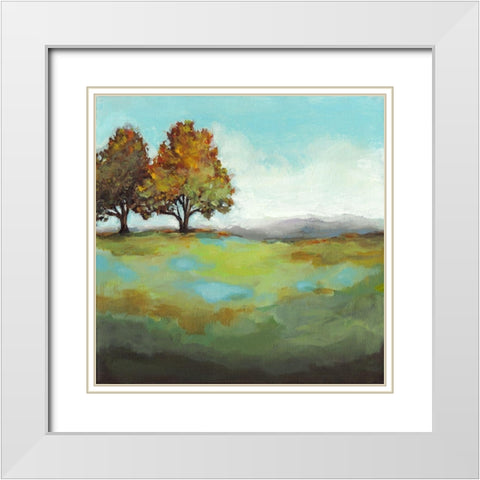 Turning Leaves I White Modern Wood Framed Art Print with Double Matting by Long, Christina