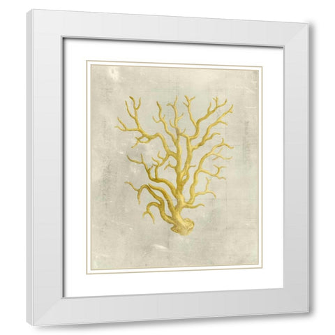 Coral in Mustard  White Modern Wood Framed Art Print with Double Matting by Vision Studio
