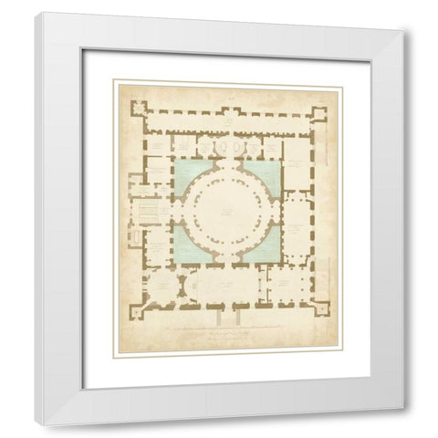 Plan in Taupe and Spa I White Modern Wood Framed Art Print with Double Matting by Vision Studio