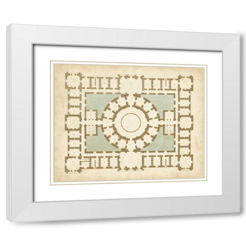 Plan in Taupe and Spa III White Modern Wood Framed Art Print with Double Matting by Vision Studio
