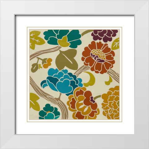 Romance Chintz II White Modern Wood Framed Art Print with Double Matting by Zarris, Chariklia