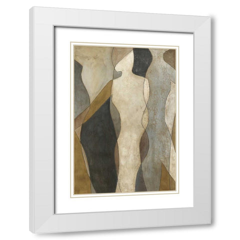 Figure Overlay I White Modern Wood Framed Art Print with Double Matting by Meagher, Megan