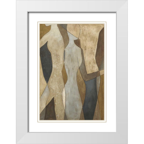 Figure Overlay II White Modern Wood Framed Art Print with Double Matting by Meagher, Megan