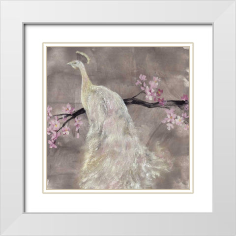 Peacock Serenity II White Modern Wood Framed Art Print with Double Matting by Goldberger, Jennifer