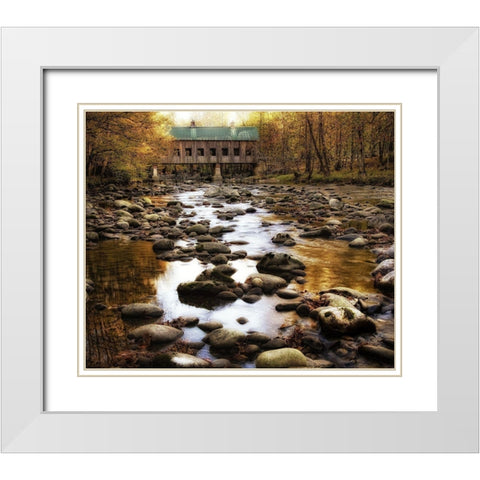 Bridge Over Rocky Waters White Modern Wood Framed Art Print with Double Matting by Head, Danny