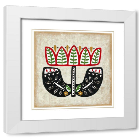 Folk Song IV White Modern Wood Framed Art Print with Double Matting by Zarris, Chariklia