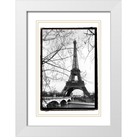 Eiffel Tower Along The Seine River White Modern Wood Framed Art Print with Double Matting by DeNardo, Laura