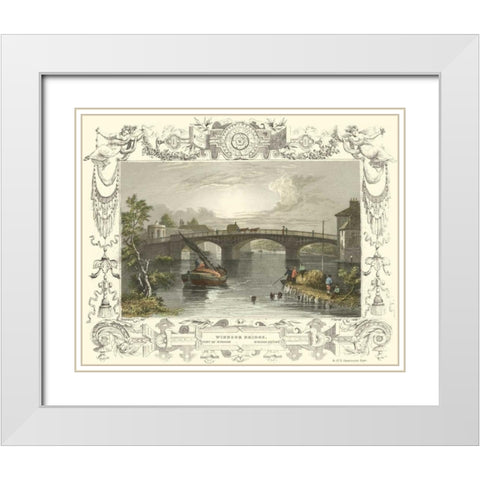 Windsor Bridge White Modern Wood Framed Art Print with Double Matting by Tombleson