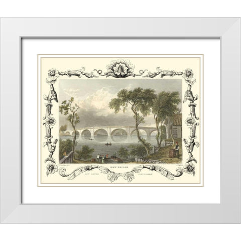 Kew Bridge White Modern Wood Framed Art Print with Double Matting by Tombleson