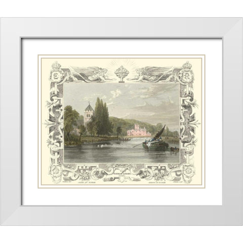 Bisham Abbey White Modern Wood Framed Art Print with Double Matting by Tombleson